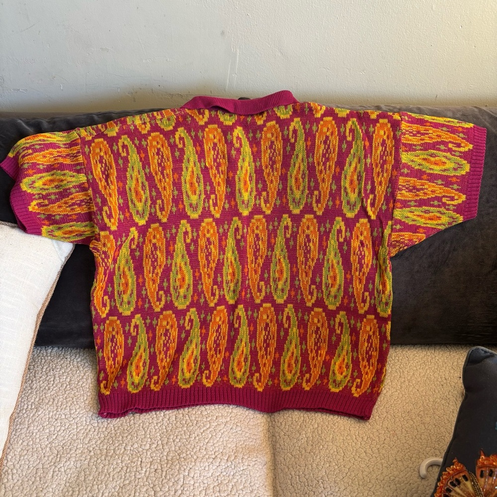 Vintage Art To Wear Knit Polo Sweater Top Size M - Picture 9 of 10